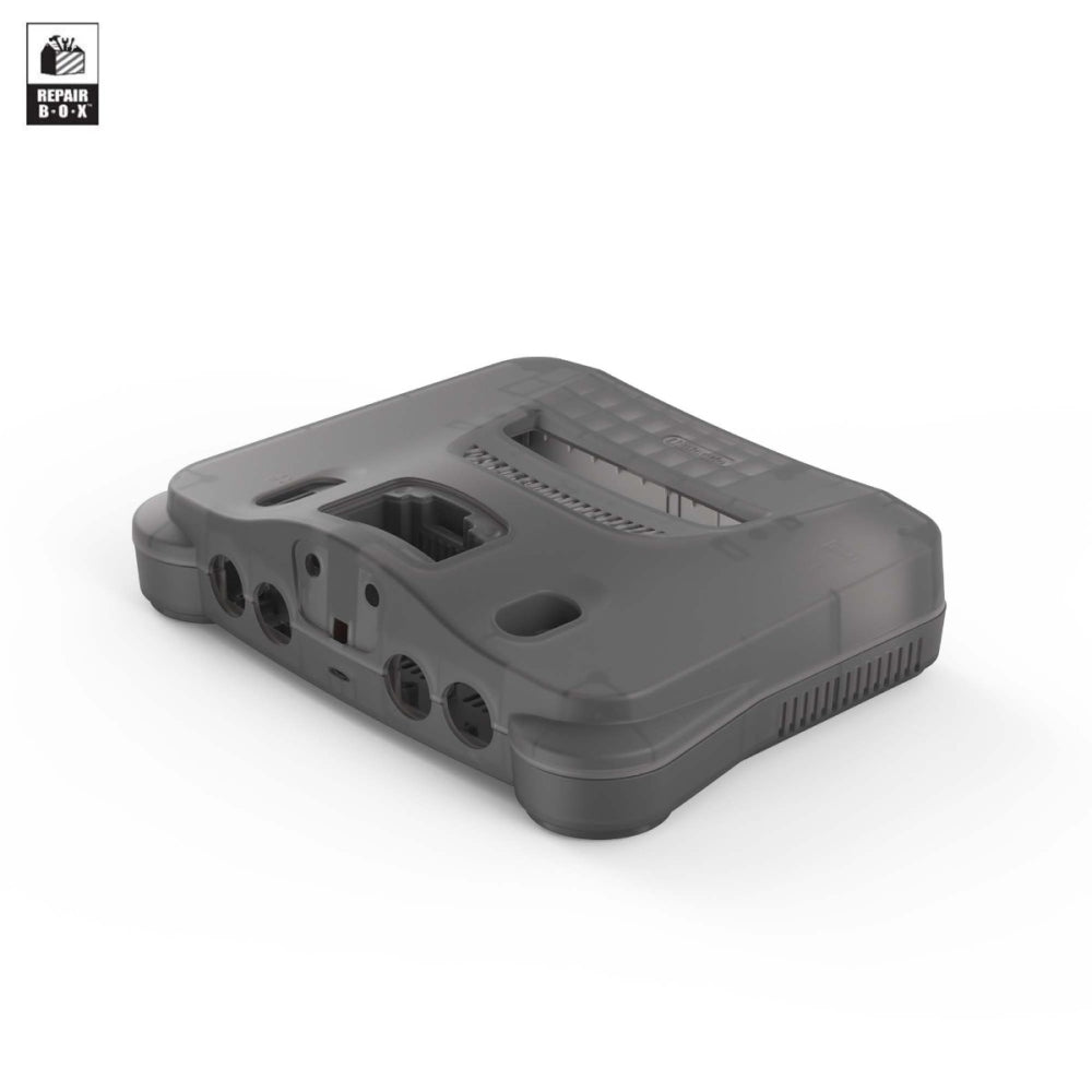 Hyperkin RepairBox カスタムカラー外装シェル スモークグレー｜N64™本体用交換ケースキット｜レトロゲーム機の修理・カスタマイズに最適｜ネジ・イジェクトパーツ付きフルセット【全3色】
