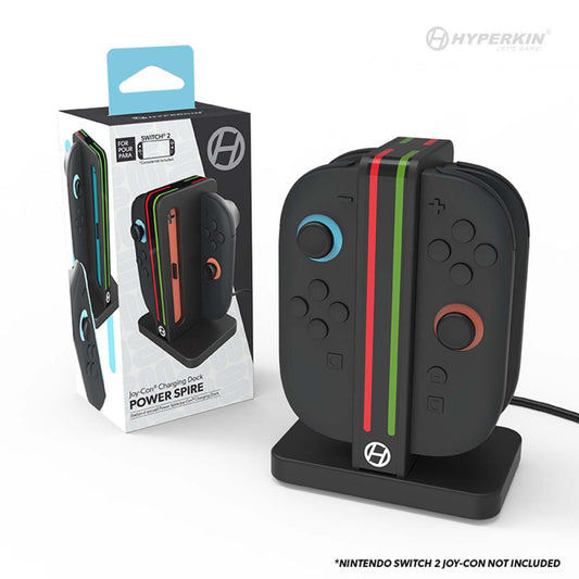 Hyperkin Power Spire Joy-Con 充電ドック Nintendo Switch 2 対応｜最大4台同時充電＆インジケーター搭載 スタイリッシュな縦型スタンド設計