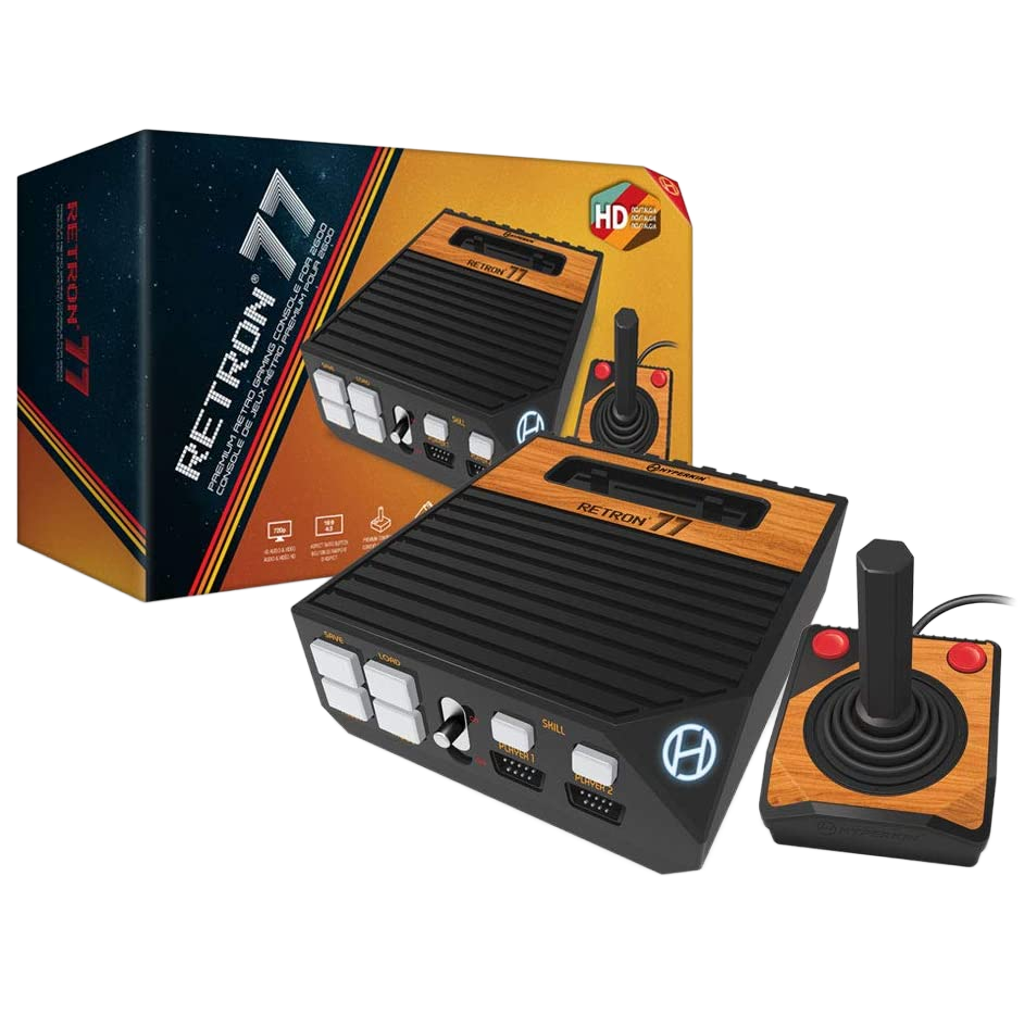 HYPERKIN Retron77【Atari 2600専用レトロゲーム互換機】大画面再生、特殊ウッド加工パネル、セーブ機能、左右両利きコントローラー付属
