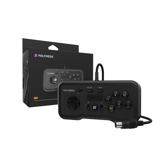 Polymega RC04 PCエンジン/TurboGrafx-16互換 有線コントローラー 2/6ボタンモード切替 ターボ機能搭載 2.4mケーブル [EM04モジュール同梱版と同仕様] PM-RC04-01