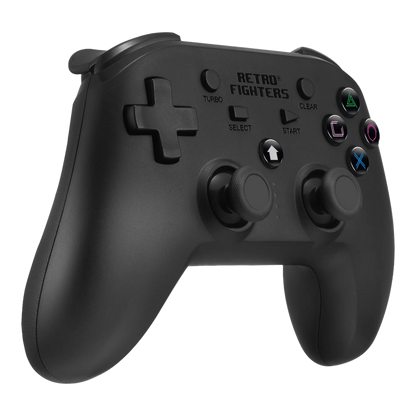 RETRO FIGHTERS Defender Bluetooth ワイヤレスコントローラー ブラック - PS3/PS4/PC対応、6軸モーションセンサー、圧力認識型ボタン、バイブレーション・ターボ機能搭載、USB Type-C充電ケーブル付属