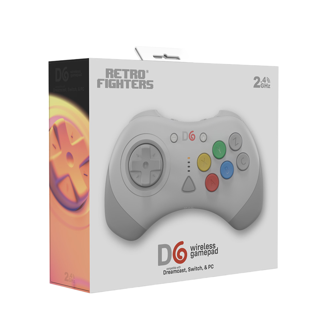 【在庫あり/発売中!】D6 Wireless Controller for Dreamcast™【ホワイト】– 究極の6ボタンワイヤレスコントローラー！次世代ワイヤレス技術 × クラシックな操作性！レトロゲーマー必見の必携アイテム！
