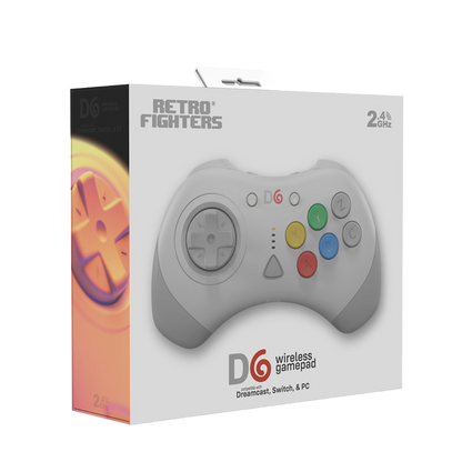 【在庫あり/発売中!】D6 Wireless Controller for Dreamcast™【ホワイト】– 究極の6ボタンワイヤレスコントローラー！次世代ワイヤレス技術 × クラシックな操作性！レトロゲーマー必見の必携アイテム！