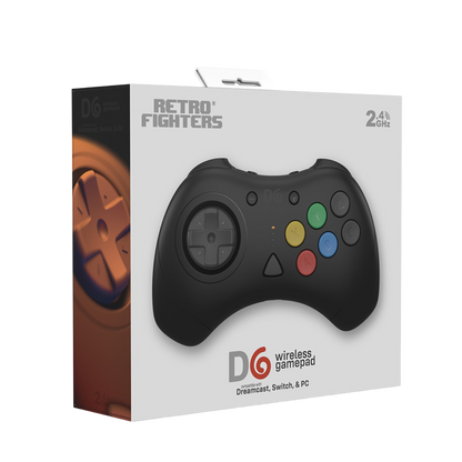 【発売中!】D6 Wireless Controller for Dreamcast™【ブラック】– 究極の6ボタンワイヤレスコントローラー！次世代ワイヤレス技術 × クラシックな操作性！レトロゲーマー必見の必携アイテム！