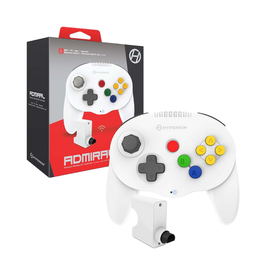 Hyperkin Admiral N64対応 ワイヤレスコントローラー プレミアムBT Nintendo Switch/Switch Lite/PC/Android対応 Bluetooth接続 振動機能 メモリーパック転送機能付 アドミラル【ホワイト】
