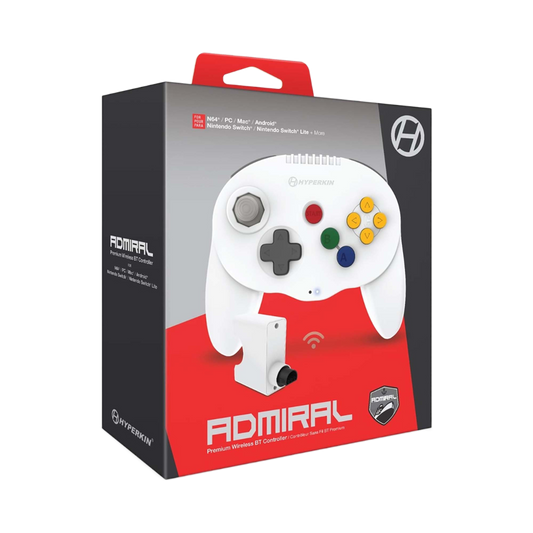 Hyperkin Admiral N64対応 ワイヤレスコントローラー プレミアムBT Nintendo Switch/Switch Lite/PC/Android対応 Bluetooth接続 振動機能 メモリーパック転送機能付 アドミラル【ホワイト】
