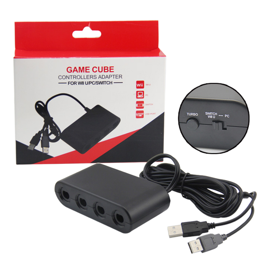 GameCube コントローラ  アダプター Wii U/PC/Switch対応 2.5mUSBケーブル・振動フィードバック対応（モード切替スイッチ付き） 最大4台接続可能