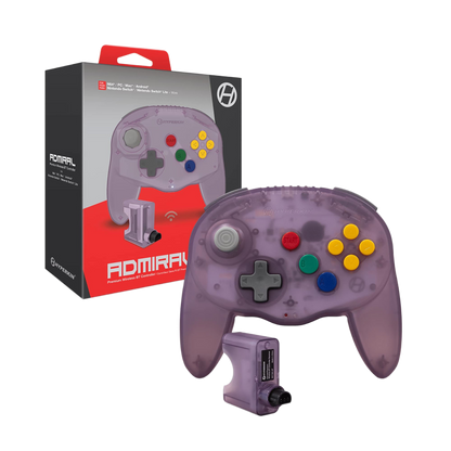Hyperkin Admiral N64対応 ワイヤレスコントローラー プレミアムBT Nintendo Switch/Switch Lite/PC/Android対応 Bluetooth接続 振動機能 メモリーパック転送機能付 アドミラル【クリアパープル】