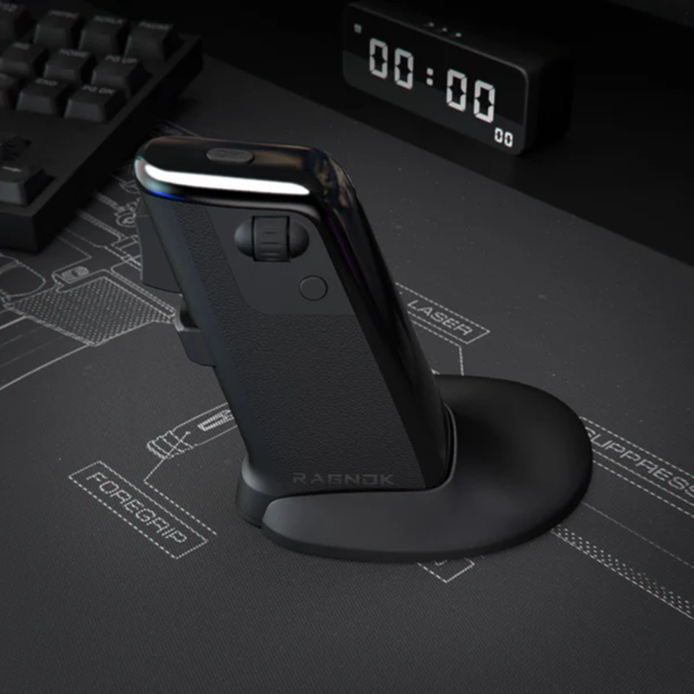 【予約品】Ragnok FireGrip ゲーミングマウス ガンマウス 銃型 FPS TPS ｜PC対応（有線/2.4G）｜12000DPI PixArt 3311｜振動＆ラピッドファイア｜交換トリガー ブラック【FireGrip Barrel Kit 付属】【送料無料】