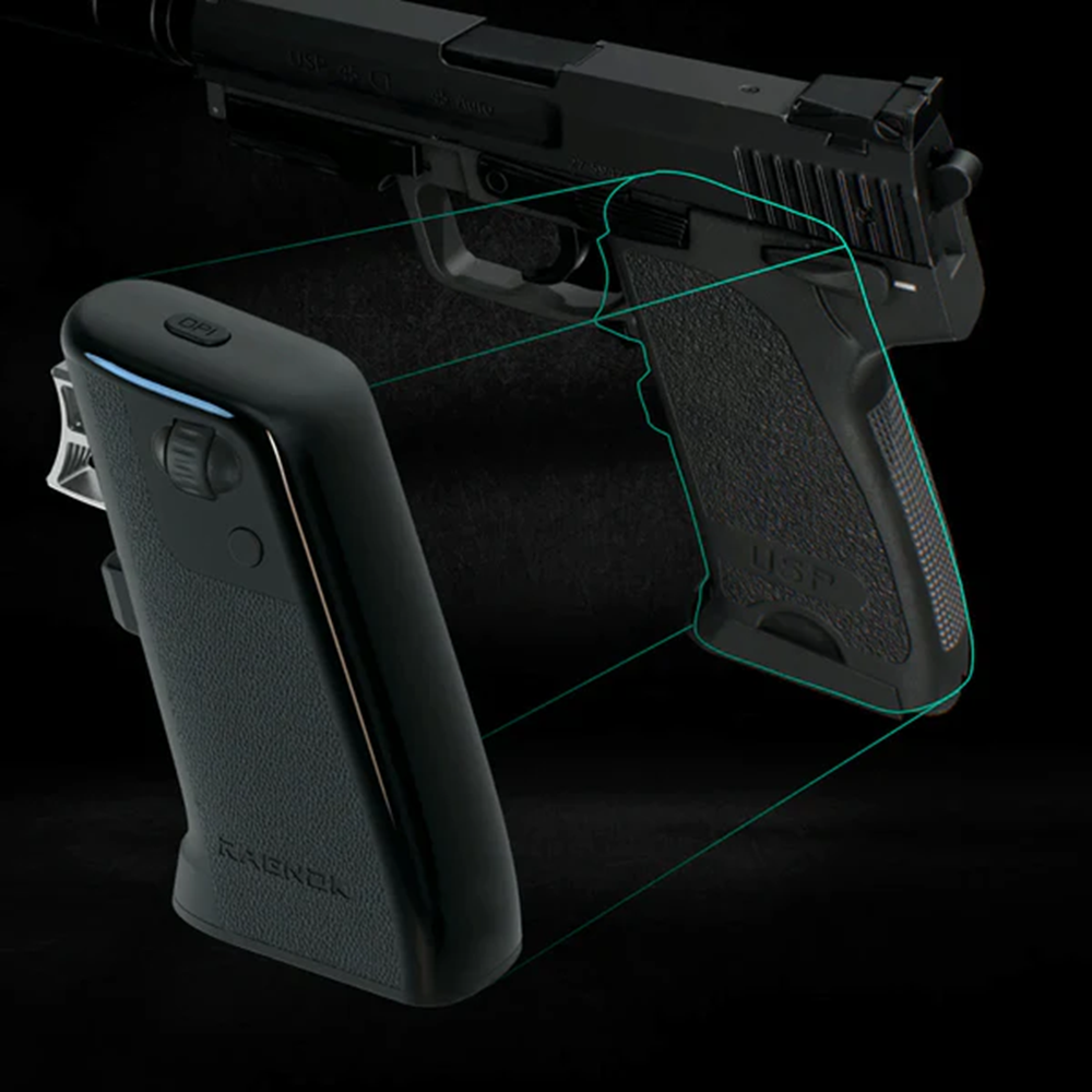 【予約品】Ragnok FireGrip ゲーミングマウス ガンマウス 銃型 FPS TPS ｜PC対応（有線/2.4G）｜12000DPI PixArt 3311｜振動＆ラピッドファイア｜交換トリガー ブラック【FireGrip Barrel Kit 付属】【送料無料】