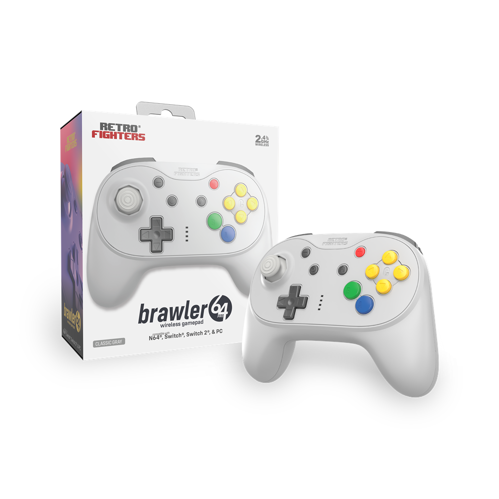 Retro Fighters Brawler64 Pro Series ワイヤレスコントローラー ホールエフェクトスティック搭載 Nintendo 64 / Switch / Switch 2 / PC 対応