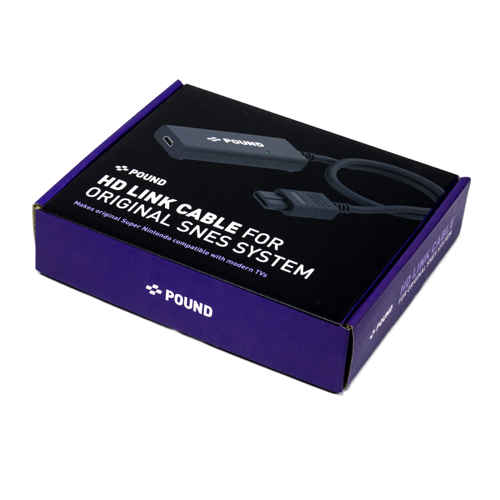 POUND SNES HD Linkケーブル - スーパーファミコン（SNES）用、RGB映像品質＆720pアップスケーリング、NTSC/PAL両対応、現代テレビで高画質ゲーム体験、Micro USB電源オプション付き