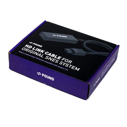 POUND SNES HD Linkケーブル - スーパーファミコン（SNES）用、RGB映像品質＆720pアップスケーリング、NTSC/PAL両対応、現代テレビで高画質ゲーム体験、Micro USB電源オプション付き