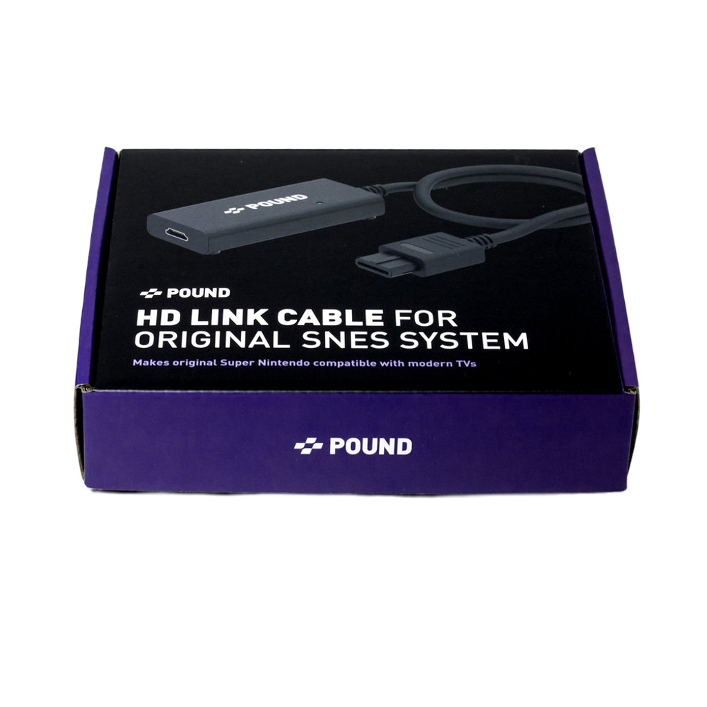 POUND SNES HD Linkケーブル - スーパーファミコン（SNES）用、RGB映像品質＆720pアップスケーリング、NTSC/PAL両対応、現代テレビで高画質ゲーム体験、Micro USB電源オプション付き