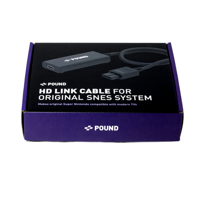 POUND SNES HD Linkケーブル - スーパーファミコン（SNES）用、RGB映像品質＆720pアップスケーリング、NTSC/PAL両対応、現代テレビで高画質ゲーム体験、Micro USB電源オプション付き