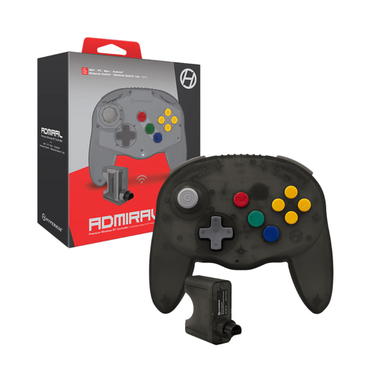 Hyperkin Admiral N64対応 ワイヤレスコントローラー プレミアムBT Nintendo Switch/Switch Lite/PC/Android対応 Bluetooth接続 振動機能 メモリーパック転送機能付 アドミラル【クリアブラック】