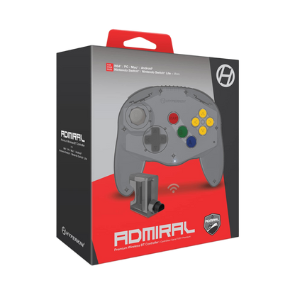 Hyperkin Admiral N64対応 ワイヤレスコントローラー プレミアムBT Nintendo Switch/Switch Lite/PC/Android対応 Bluetooth接続 振動機能 メモリーパック転送機能付 アドミラル【クリアブラック】