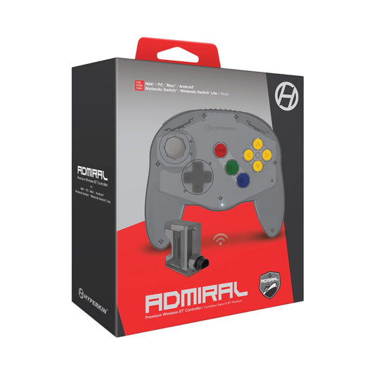 Hyperkin Admiral N64対応 ワイヤレスコントローラー プレミアムBT Nintendo Switch/Switch Lite/PC/Android対応 Bluetooth接続 振動機能 メモリーパック転送機能付 アドミラル【クリアブラック】