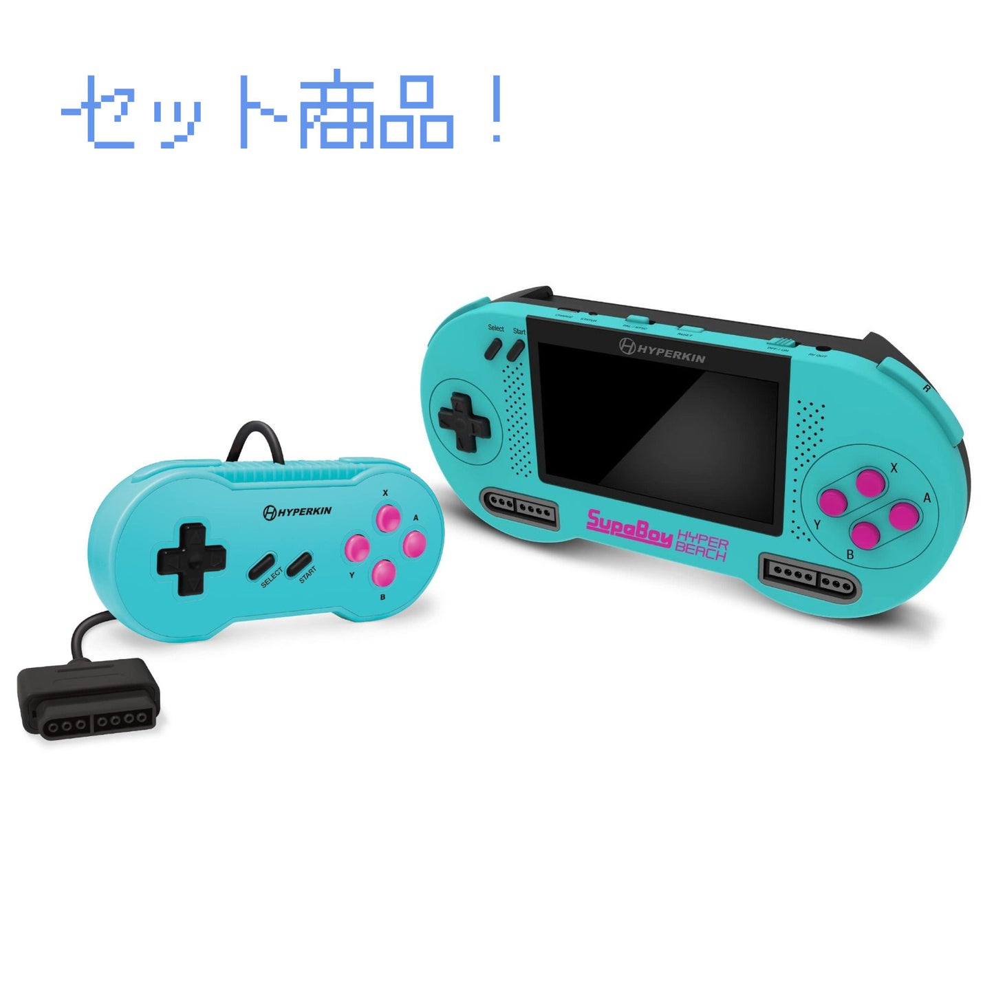 【セット商品】【セットで買うと5％OFFでお得！】HYPERKIN - SUPABOY HyperBeachカラー 【USB type-C エディション】と "SCOUT" SFC®/SNES®専用有線コントローラー （HyperBeachカラー）【一部地域除き送料無料】